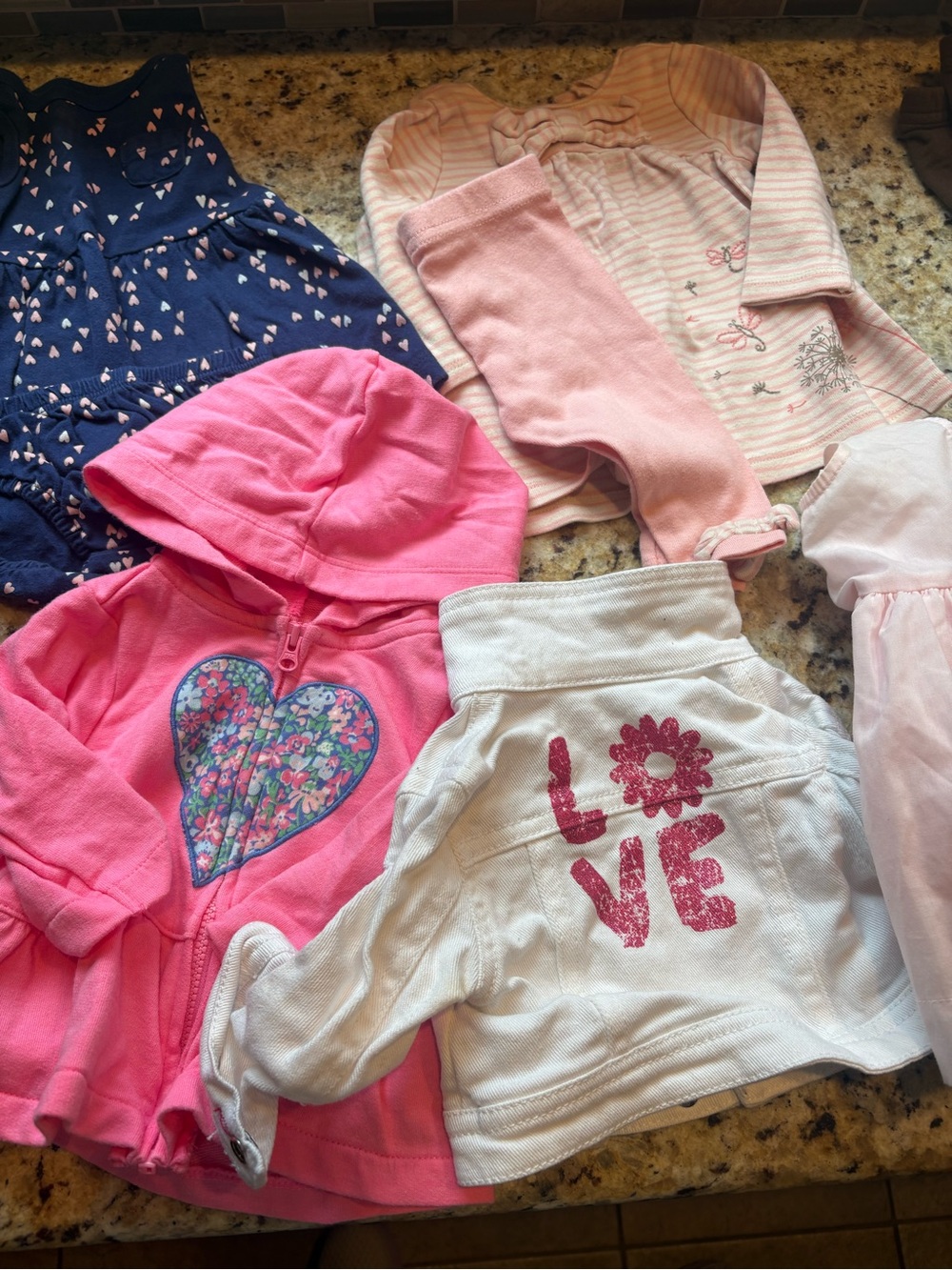 3 month lot of 50 items Hoodie Jacket with Heart & White Denim 'LOVE' Jacket